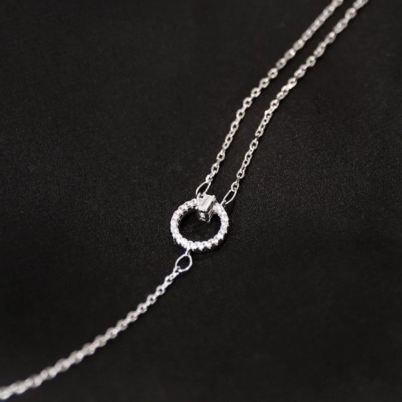 NEW 925 Sterling Silver Diamond Circle Bracelet A - Picture 3 of 6